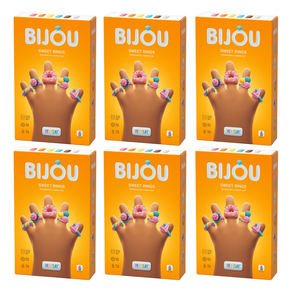 6PK Hey Clay Bijou Sweet Rings Modelling Set w/6 Colours & 2 Tools 3y+