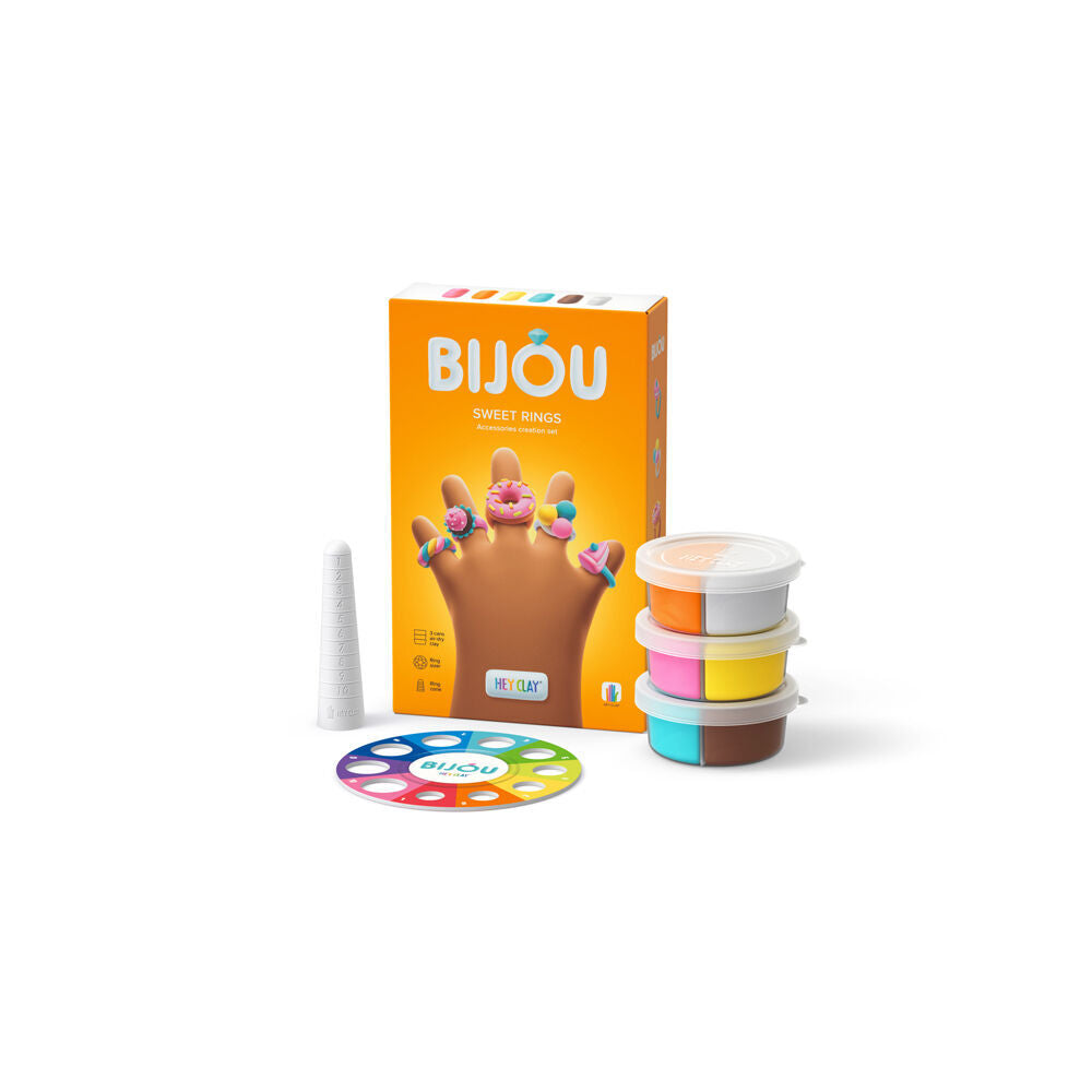 6PK Hey Clay Bijou Sweet Rings Modelling Set w/6 Colours & 2 Tools 3y+