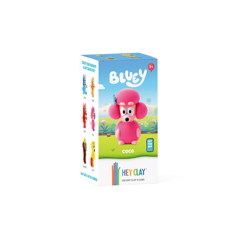 4PK Hey Clay Bluey Single Character Kids Modelling-Clay Set 5 Coloured Cans Coco