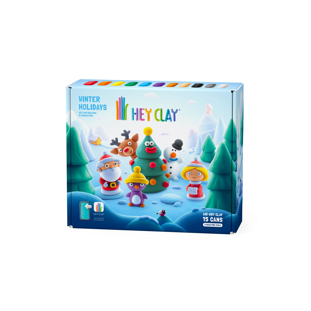2x 15pc Hey Clay Winter Holidays Moulding Cans Multicoloured 3y+