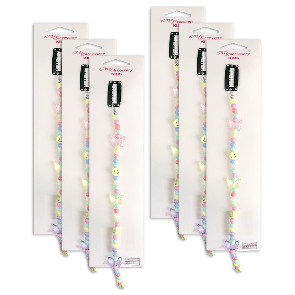 6x My Accessory Kids 26cm Hair Extension Hair Clip Smiley Pastels