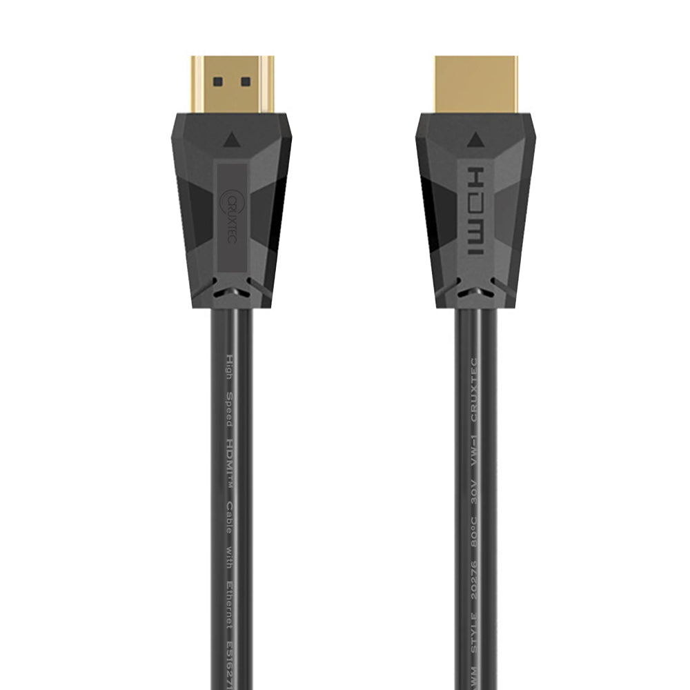 3PK Cruxtec 1m Premium High Speed HDMI 2.0 Cable with Ethernet - Black