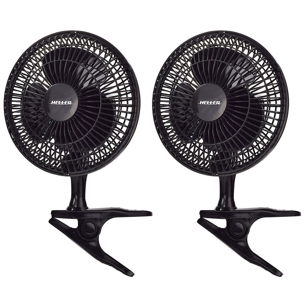 2x Heller 15cm Desk/Personal/Clip Fan/Tilt/Air Black