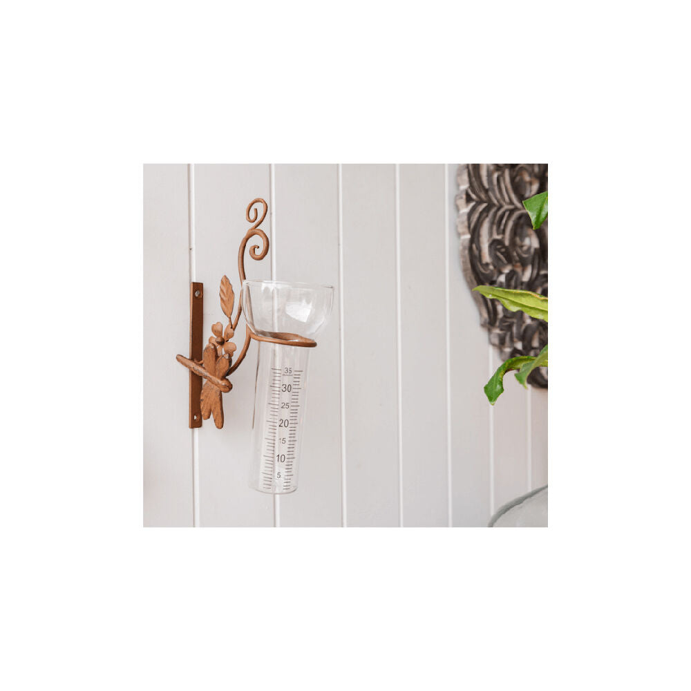 Darlin Dragonfly Rain Gauge Outdoor Decor 25x16.5cm Matte Rust Finish