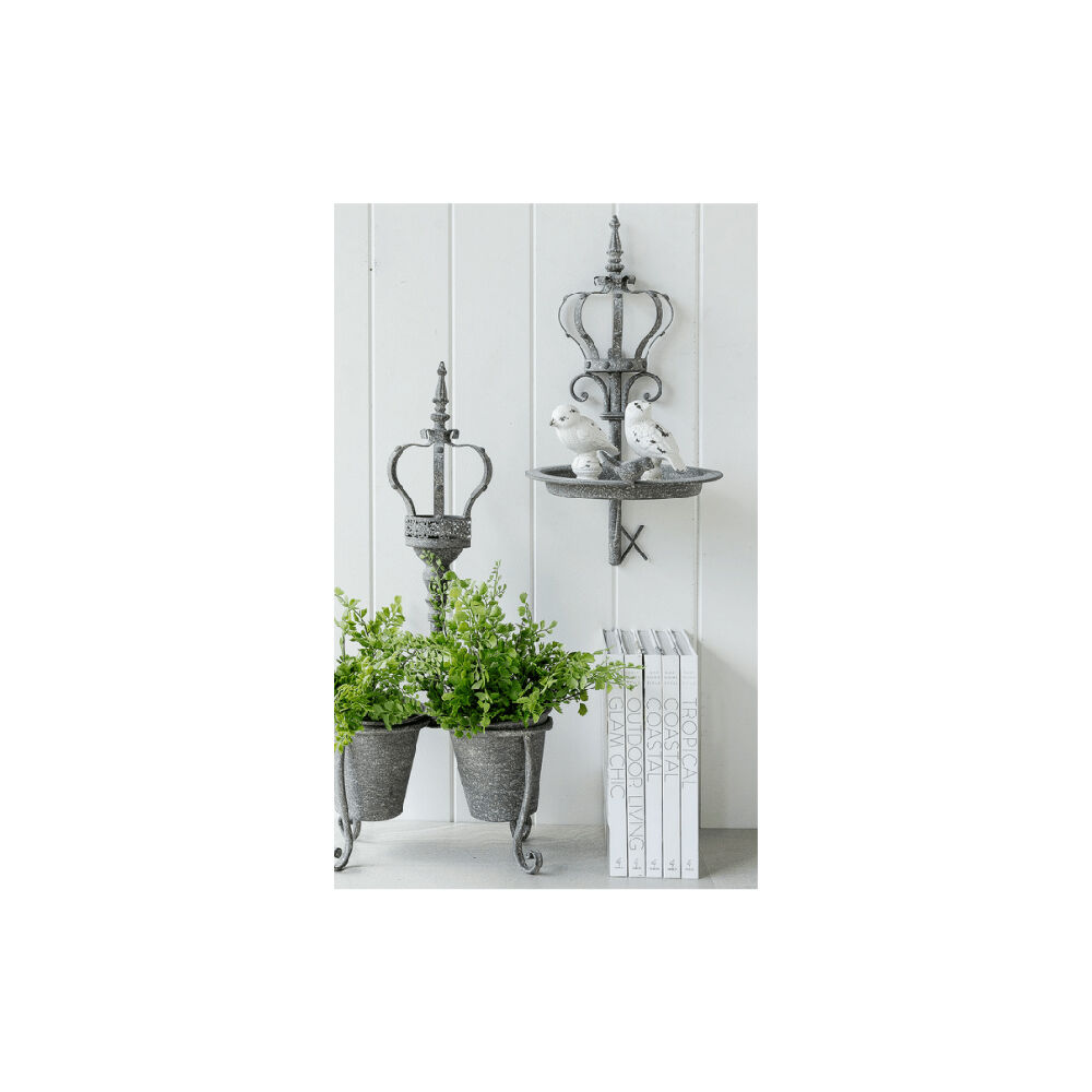Darlin Regal Wall Bird Bath Feeder Plant Candle Holder 43x24.5cm Matte Grey