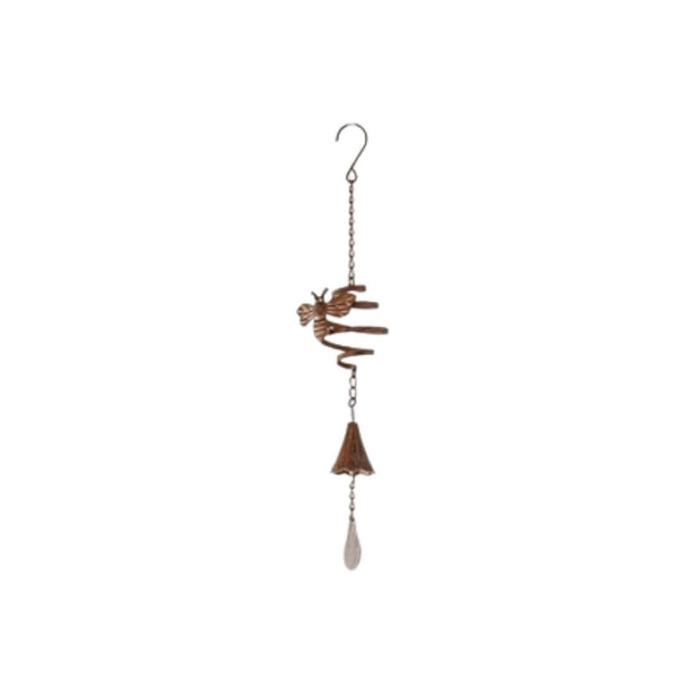 2PK Darlin Handmade Metal Bee Swirl Wind Chime Bell 54.5cm Matte Rust Finish