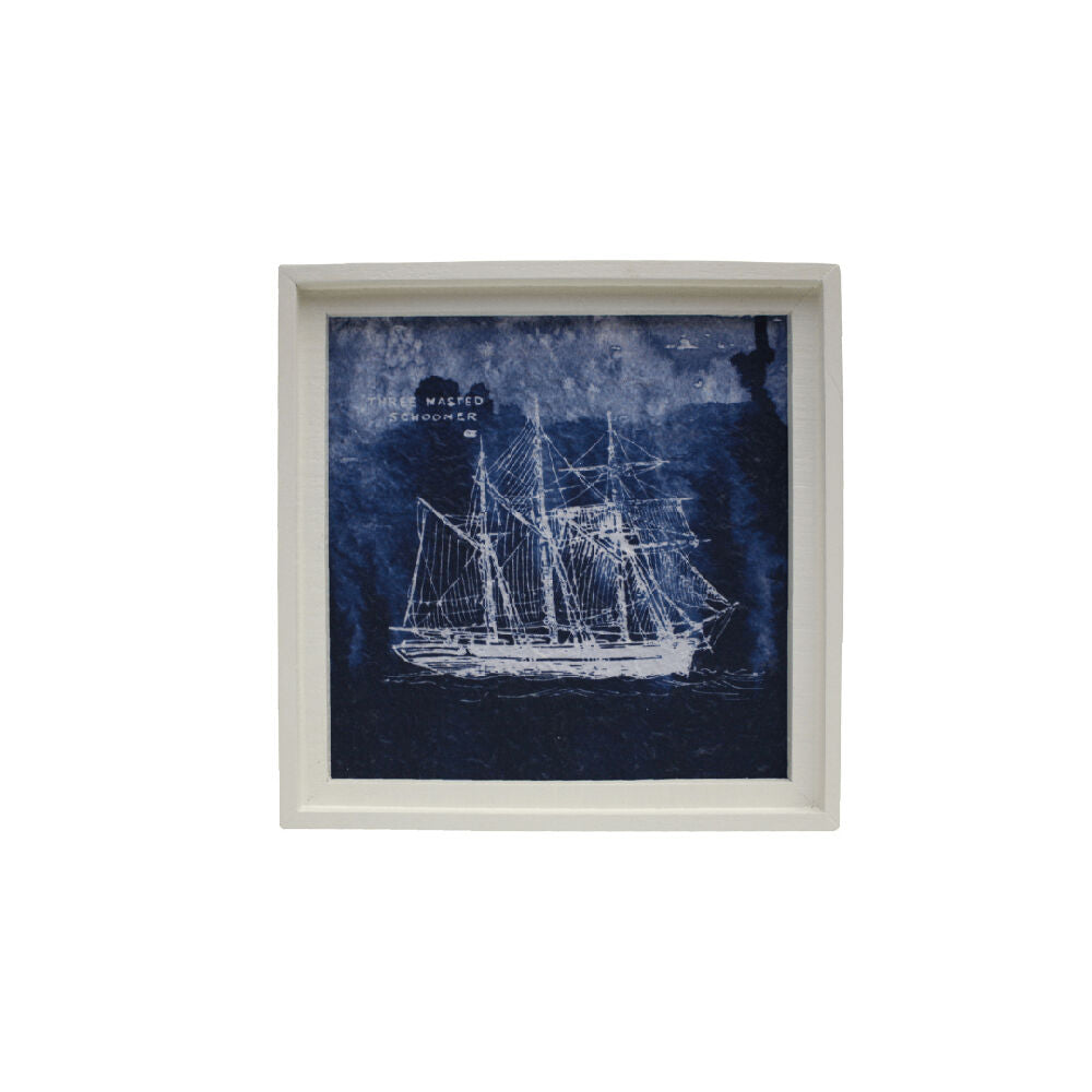 Darlin Handmade Tall Ship Watercolour Wall Art Version 1 and 2 Timber Frame