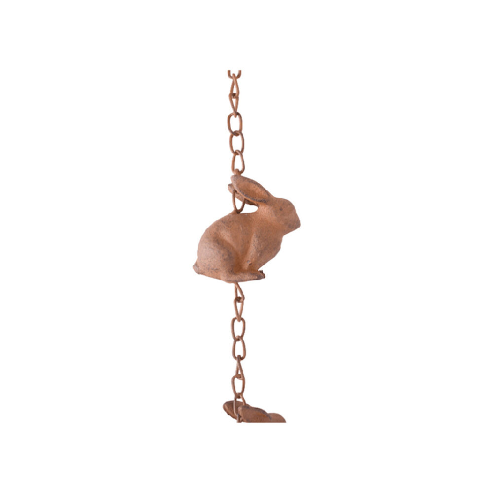 Darlin Rabbit Metal Rain Chain Outdoor Decor 73x6cm Matte Rust Finish
