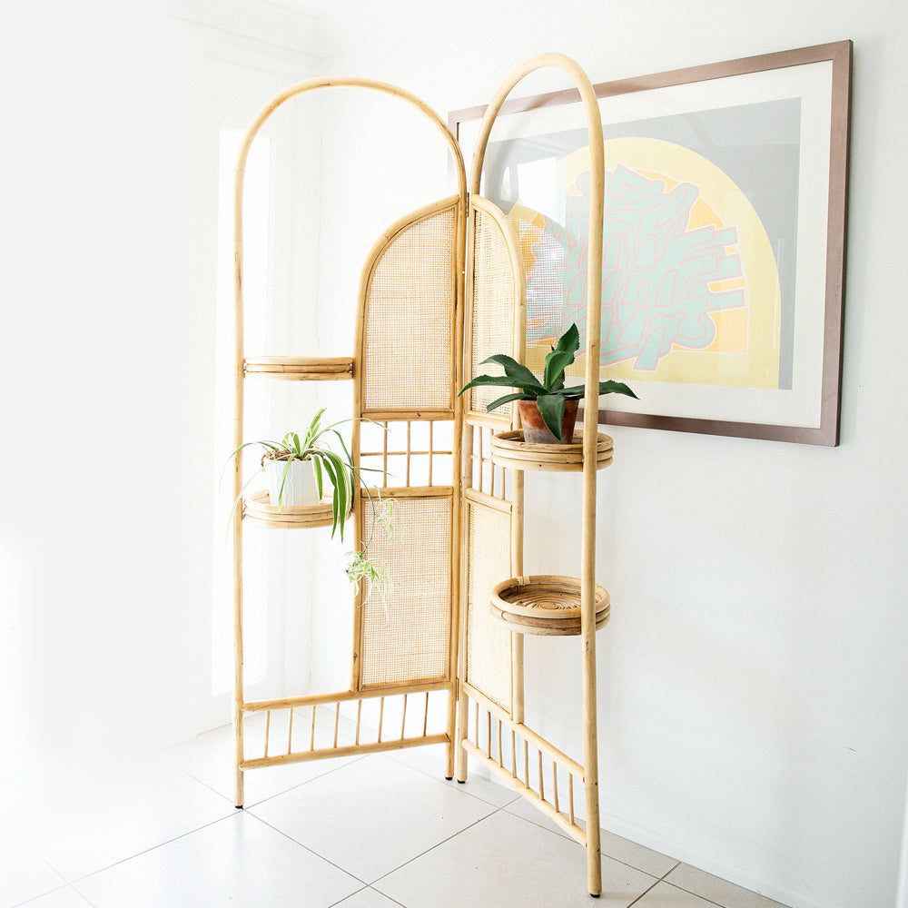 Darlin Ross Planter Screen Tall Rattan Natural 27x120cm