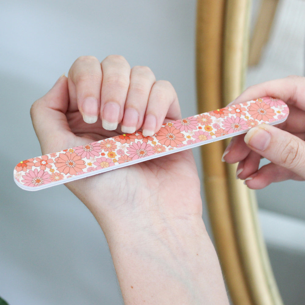 10x 2pc Splosh Handbag Accessories Flower Nail File Set Double Sided - Pink