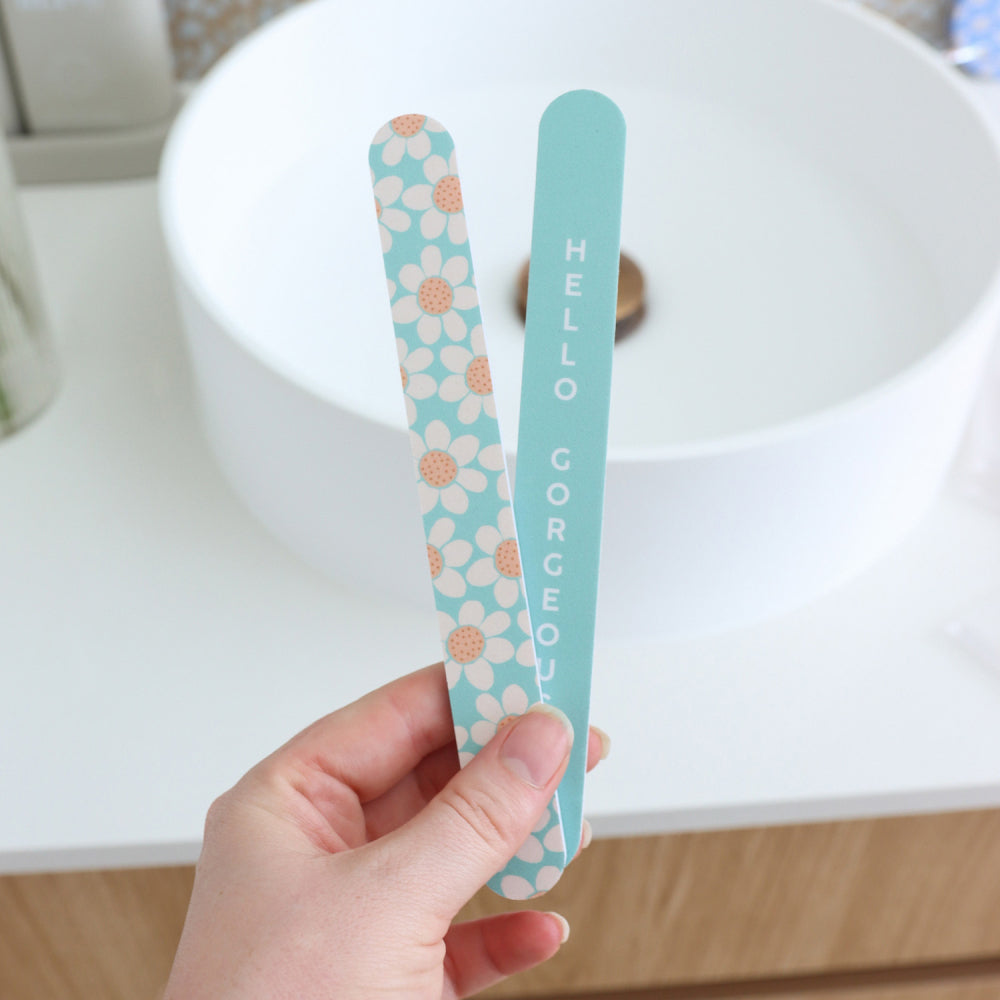 10x 2pc Splosh Handbag Accessories Daisy Nail File Set Double Sided - Blue