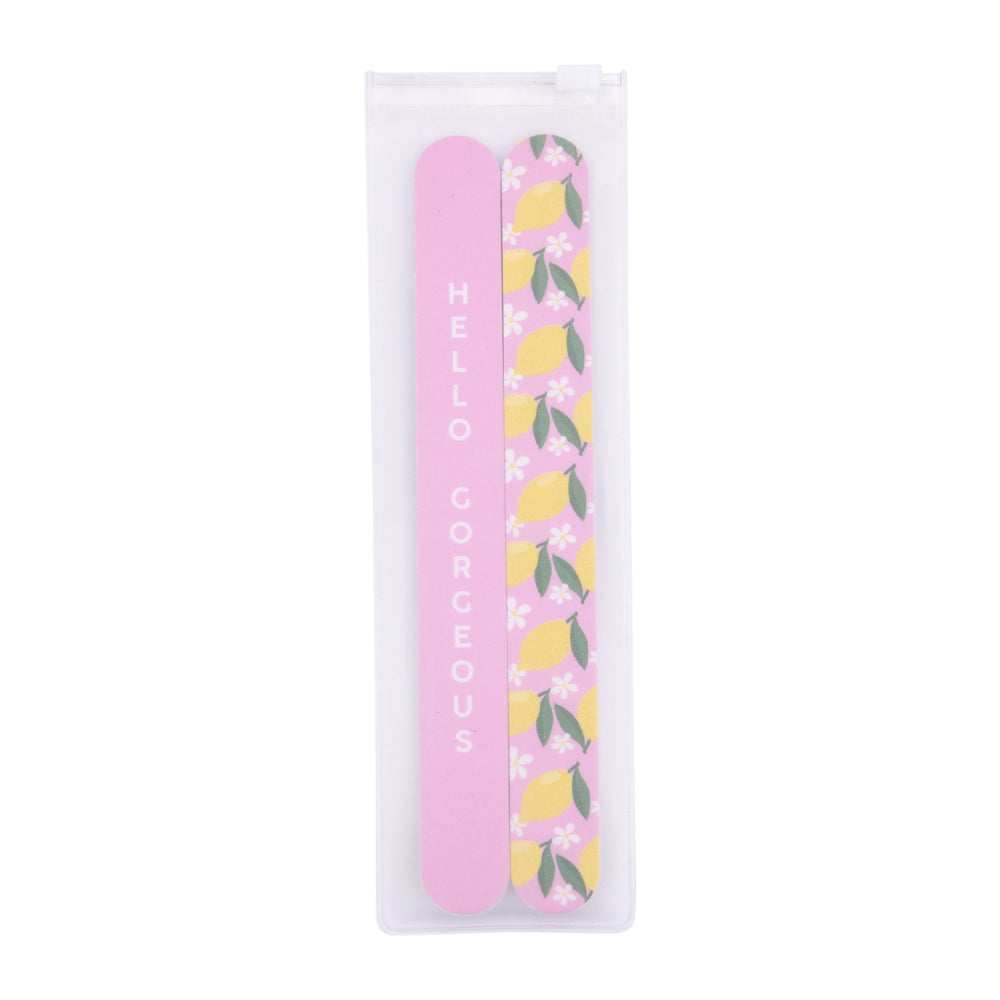 10x 2pc Splosh Handbag Accessories Lemon Nail File Set Double Sided - Pink