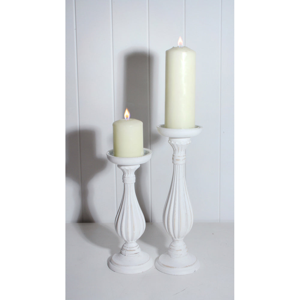2PK Maine & Crawford Harlen 28x10cm Wooden Candle Holder - White