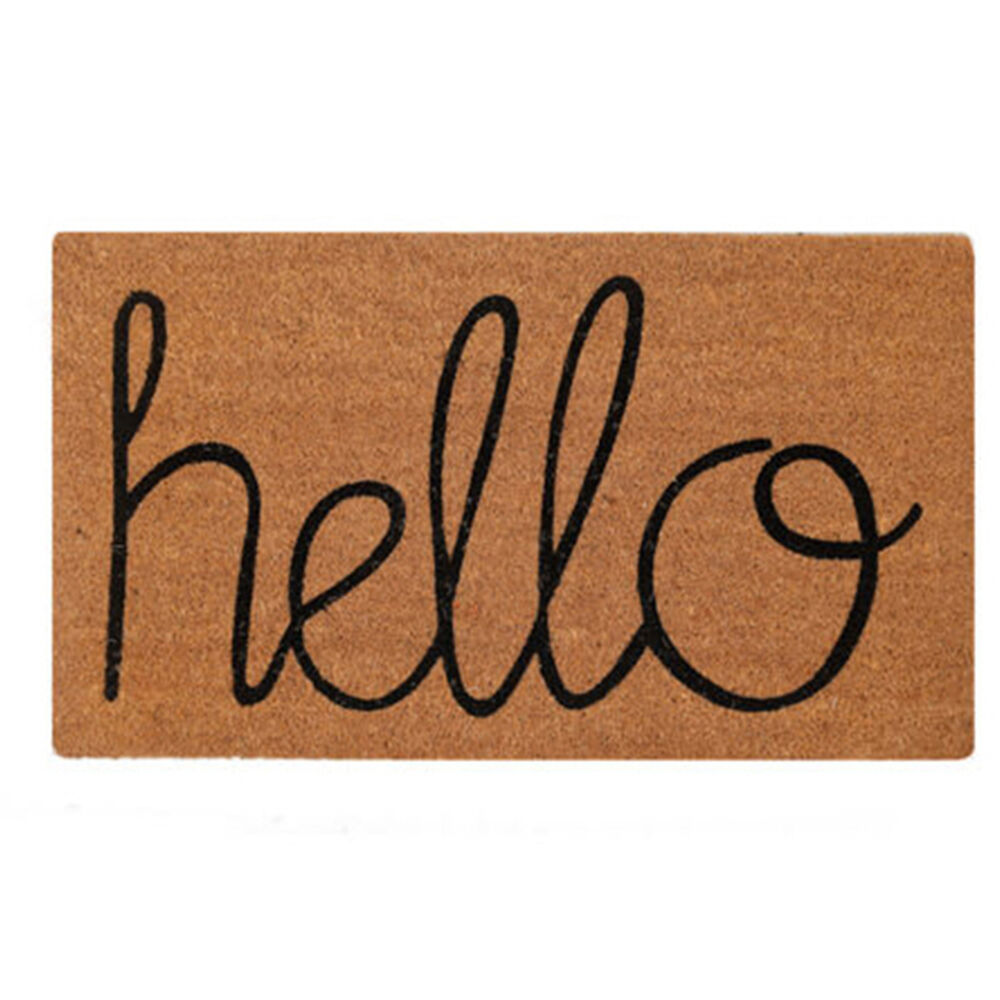 Maine And Crawford Hello Script Writing Coir Doormat 15mm Thickness 70x40cm