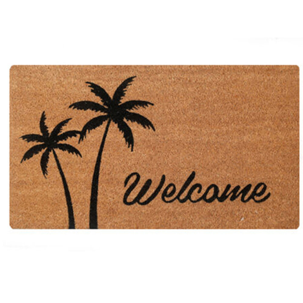 2PK Maine And Crawford Palm Tree Welcome Black Coir Doormat 70x40cm
