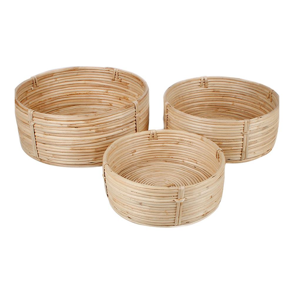 3pc Maine & Crawford Sylvia 30cm Round Bowl Set - Natural
