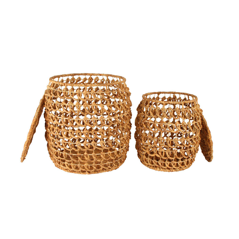 2pc Maine & Crawford 40/50cm Fifer Seagrass Storage Baskets w/ Lid - Natural