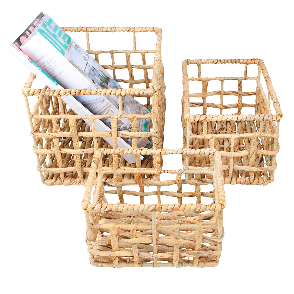 3pc Maine & Crawford Lai 20/25/30cm Water Hyacinth Basket - Natural