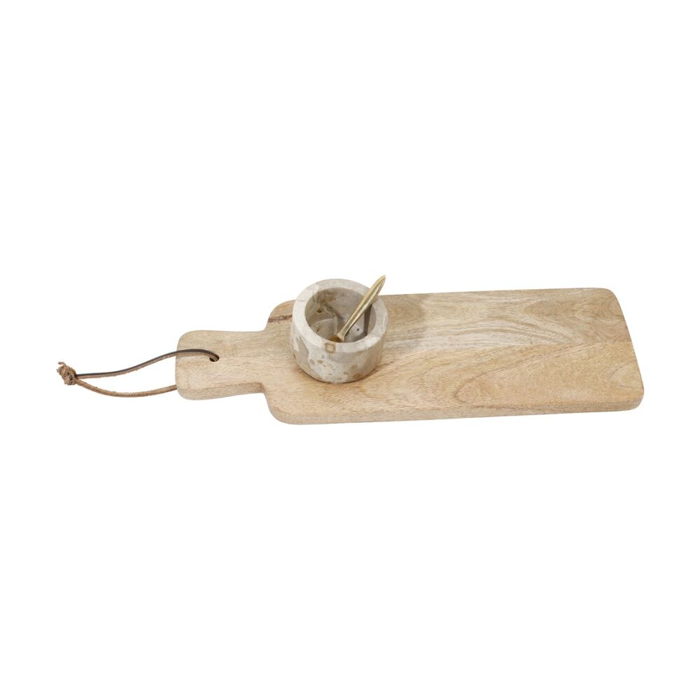 Maine & Crawford Suse 35cm Acacia Wood Board w/ Marble Tapa Bowl - Natural