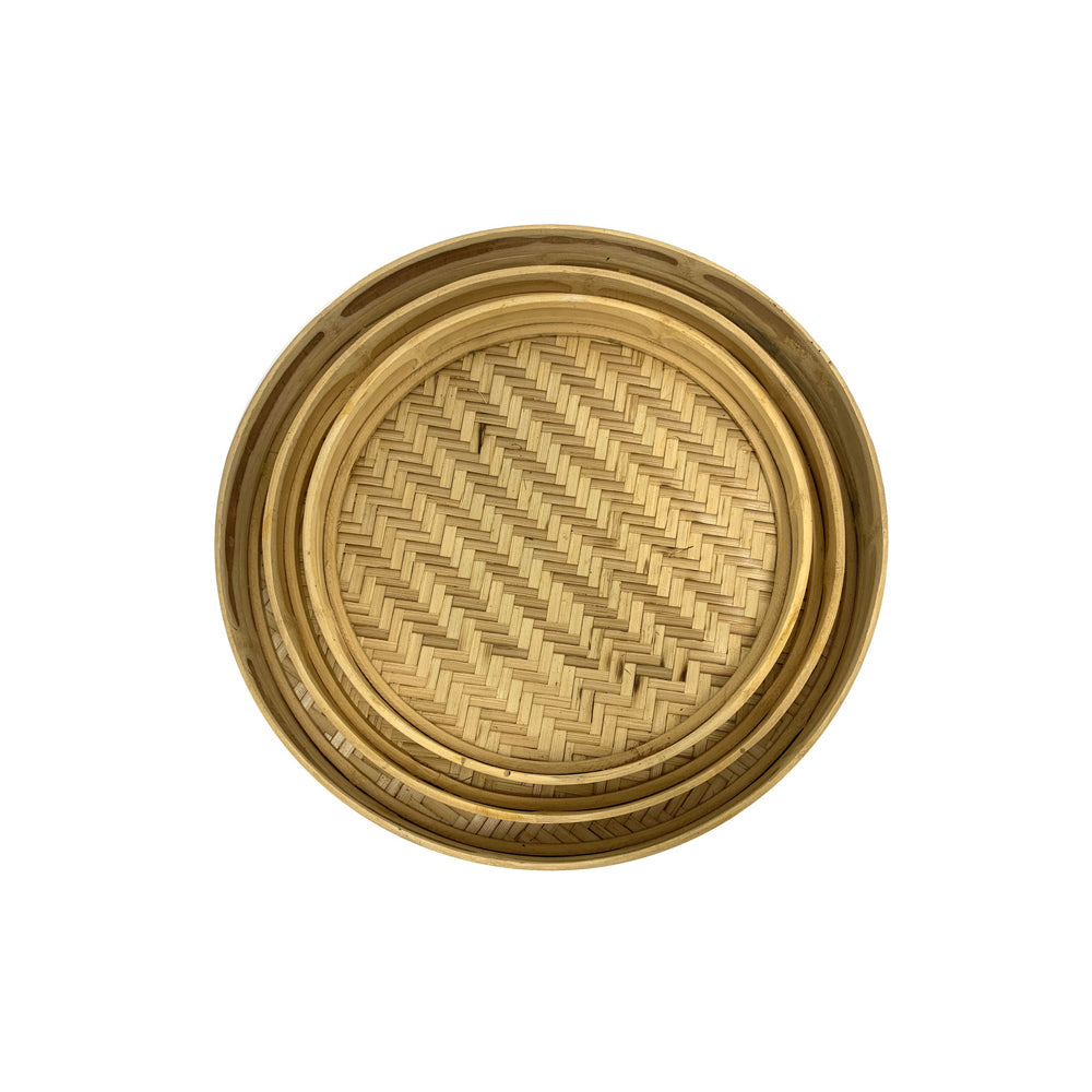 3pc Maine & Crawford Kalib 40cm Tray Round Set Large - Natural