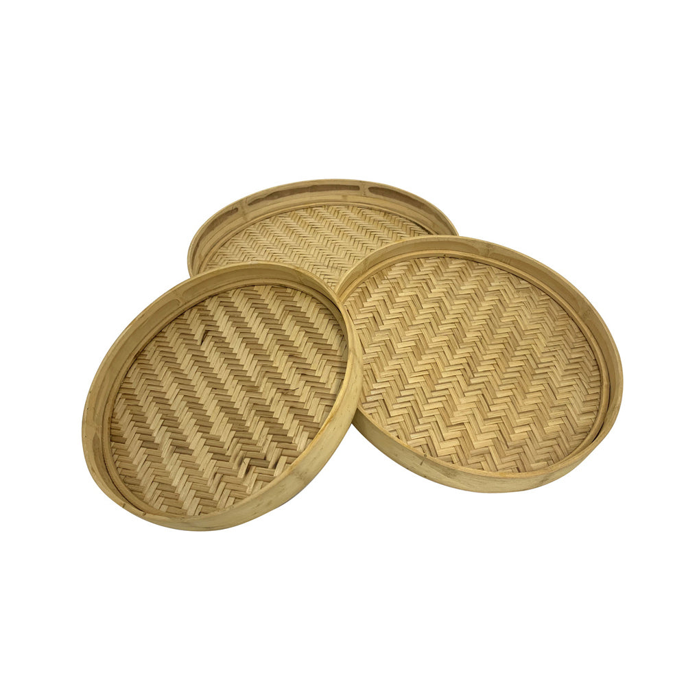 3pc Maine & Crawford Kalib 40cm Tray Round Set Large - Natural