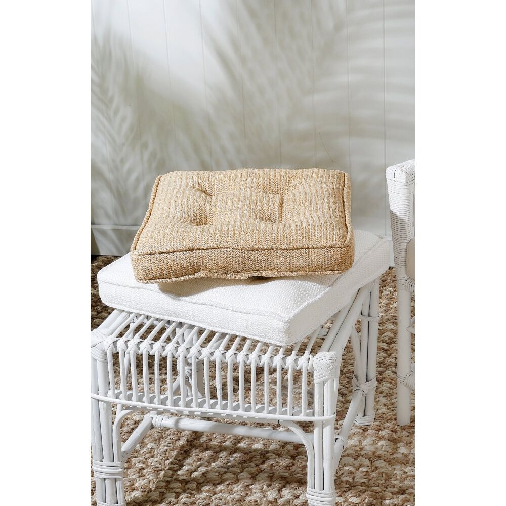 Maine & Crawford Brooke 42x40cm Outdoor Seat Cushion w/ Button - White