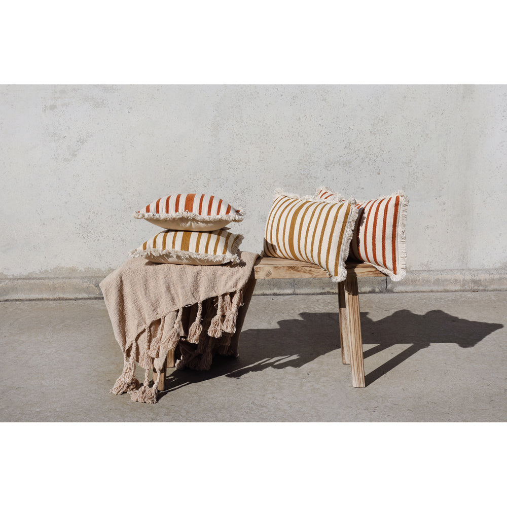 Maine & Crawford Cora 40x40cm Stripe Cushion w/ Fringing - Gold