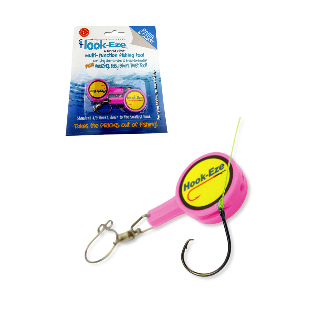 2PK Hookeze Fishing Knot Tying Tool/Quick Knotting Line Standard - Pink
