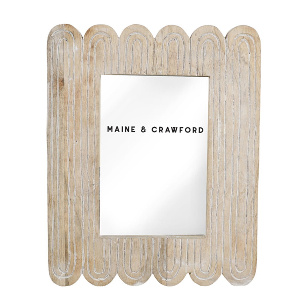 Maine & Crawford Mahdi Scalloped 15.5cm Wood Photo Frame - Natural/White
