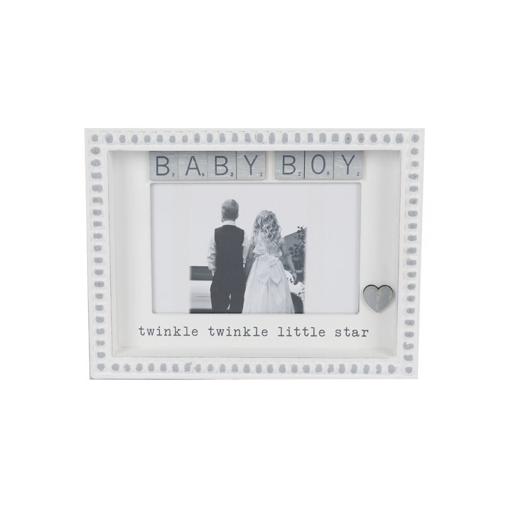 2PK Maine And Crawford White and Grey Boy Themed Photo Frame Holds 4x6 22x17x3cm