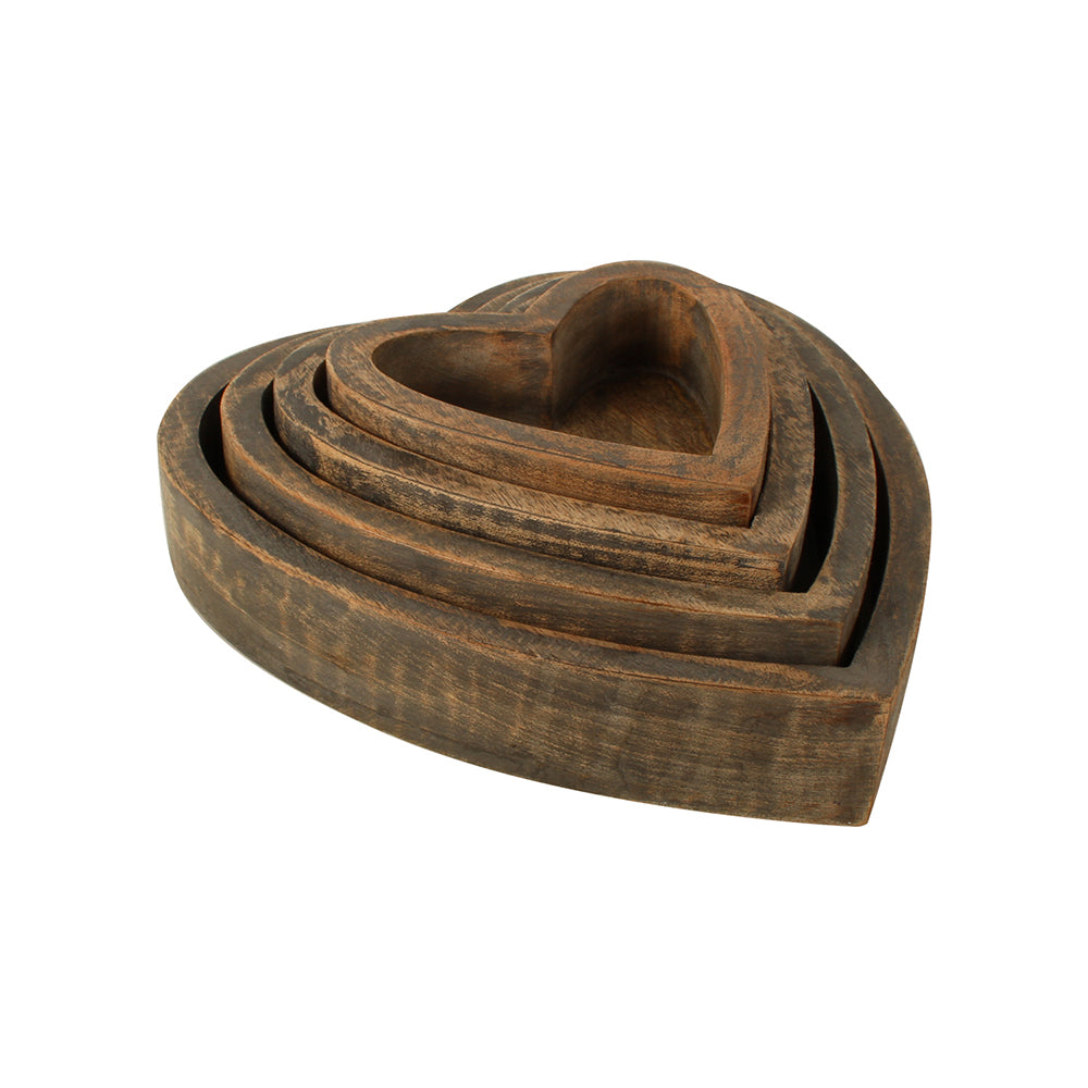 4pc Maine & Crawford 26cm Harmony Mango Wood Heart Box - Natural