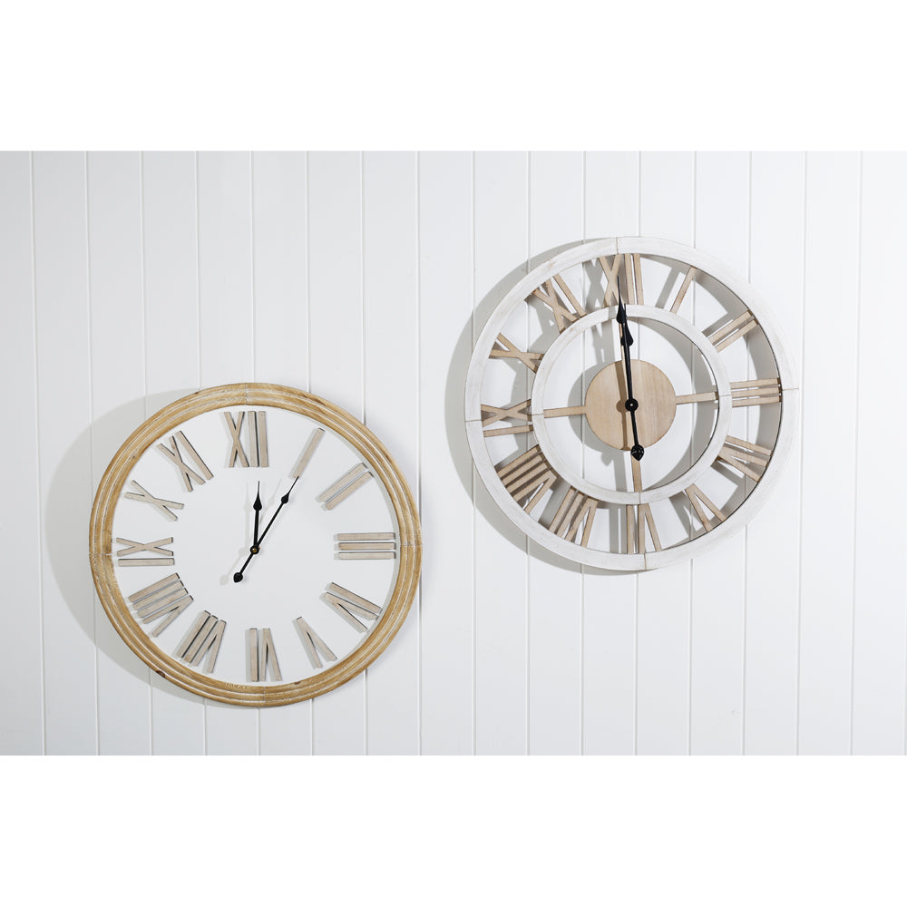 Maine & Crawford Lucas 60cm Analogue MDF Wall Clock - White/Natural