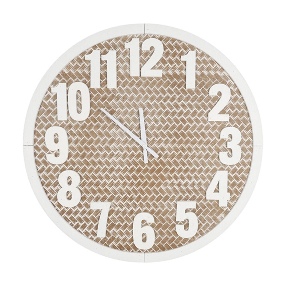 Maine & Crawford Logan Number 60cm MDF Analogue Wall Clock - White/Natural