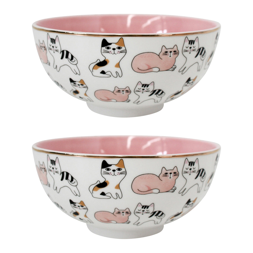 2PK LVD Porcelain 15cm Bowl Sassy Cats Serving Dinnerware