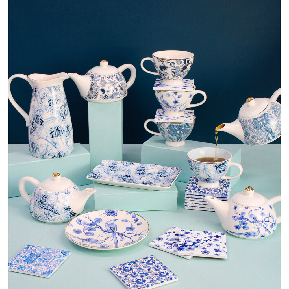 2PK LVD Island Blue Porcelain 20x12cm Plate Rectangle Tableware