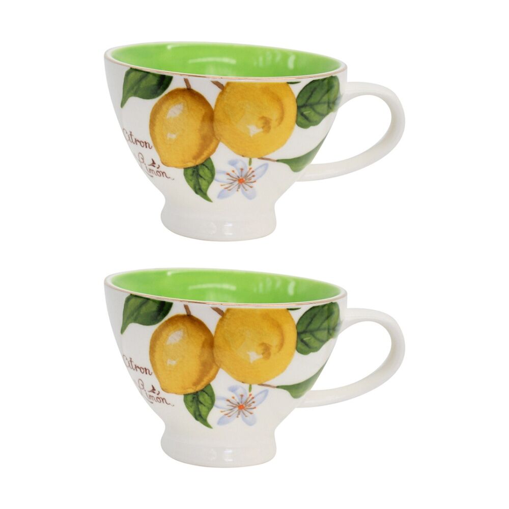 2PK LVD Lemon Porcelain 13.5cm Coffee/Tea Cup w/ Handle Round