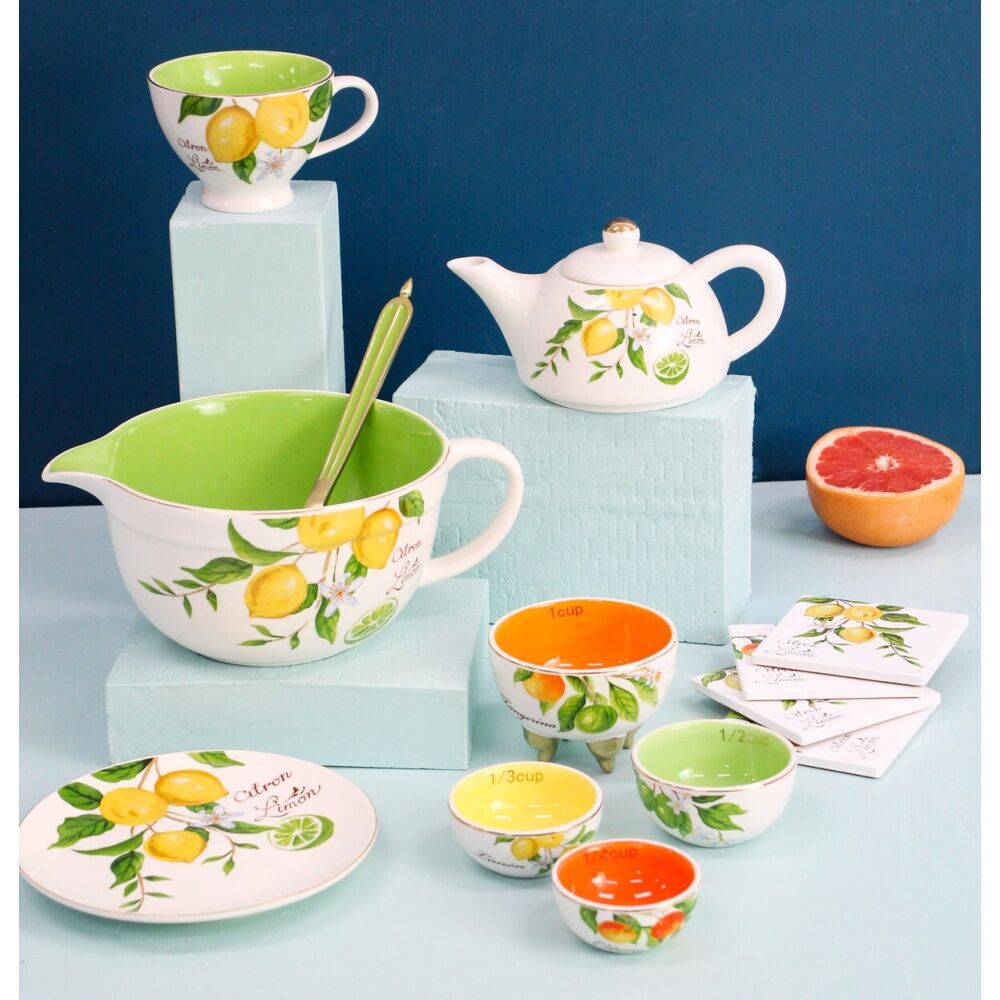 2PK LVD Lemon Porcelain 13.5cm Coffee/Tea Cup w/ Handle Round