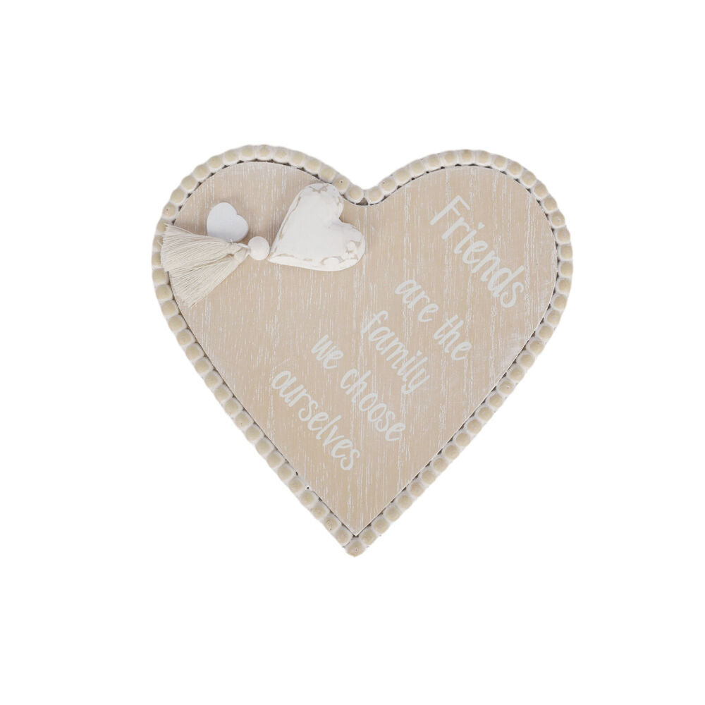 2PK Maine And Crawford Heart Shape Friends Plaque Stand Natural/White 15x15x3cm