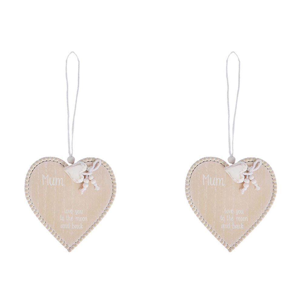 2PK Maine And Crawford Heart Shape Mum Themed Hanging Plaque 30x14x2cm