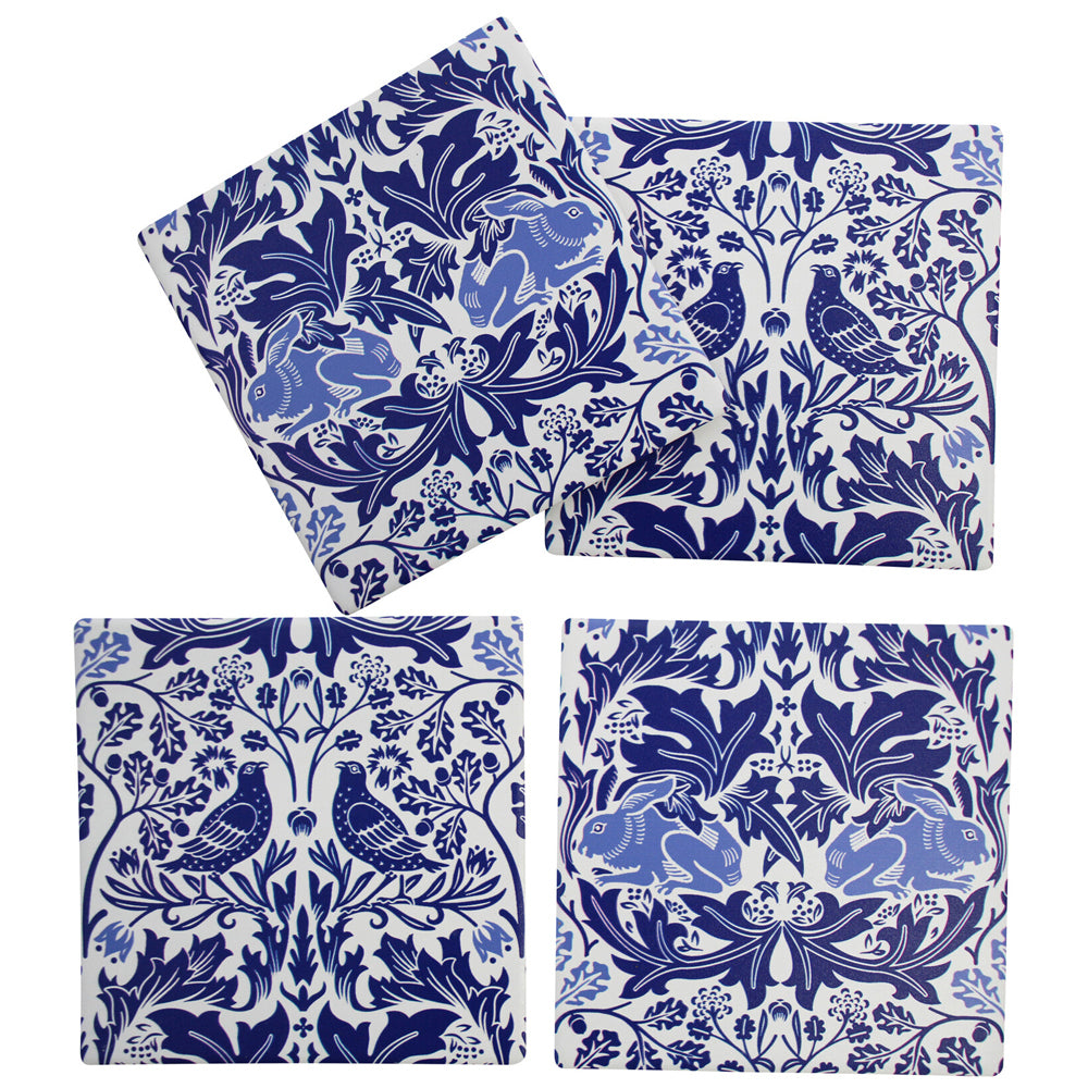 3x 4pc LVD Porcelain Coasters Mythical Rabbitbird Home/Kitchen Decor 10cm Sqr