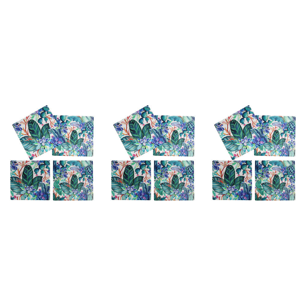 3x 4pc LVD Porcelain Coasters Tropics Home/Kitchen Decor 10cm Square