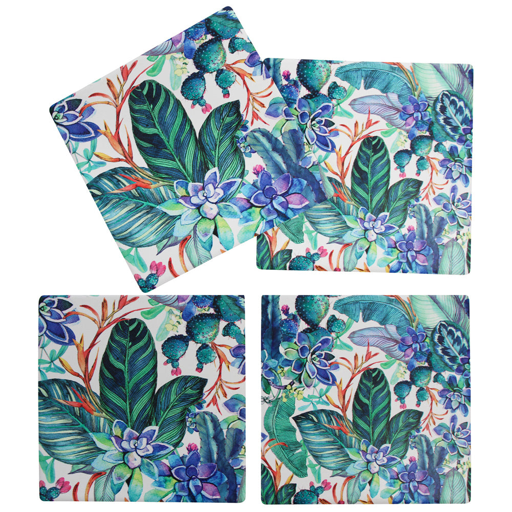 3x 4pc LVD Porcelain Coasters Tropics Home/Kitchen Decor 10cm Square