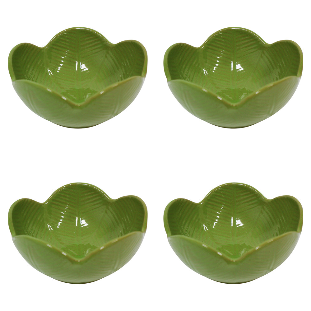4PK LVD Porcelain 11.5cm Leaf Dipping Bowl Serving Dinnerware - Green
