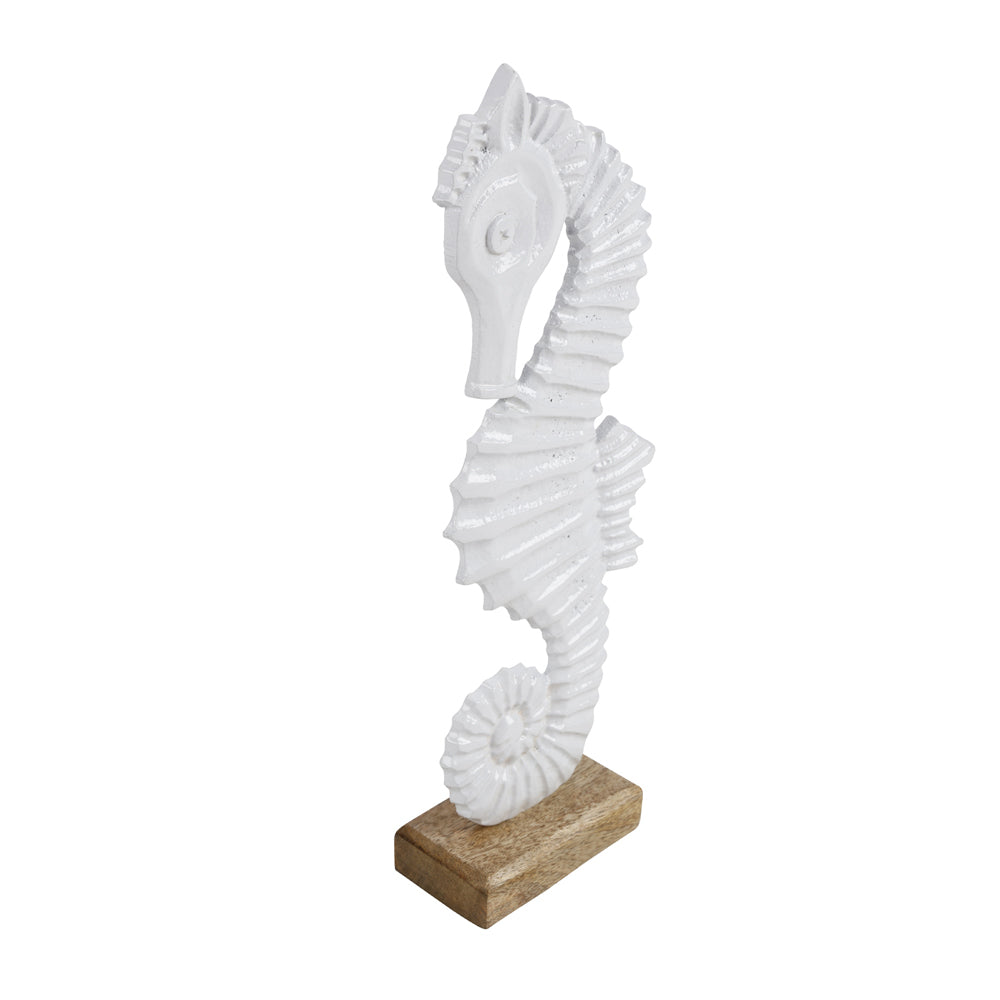 Maine & Crawford 7 Seas Metal/Wood 32cm Sea Horse Ornament - White