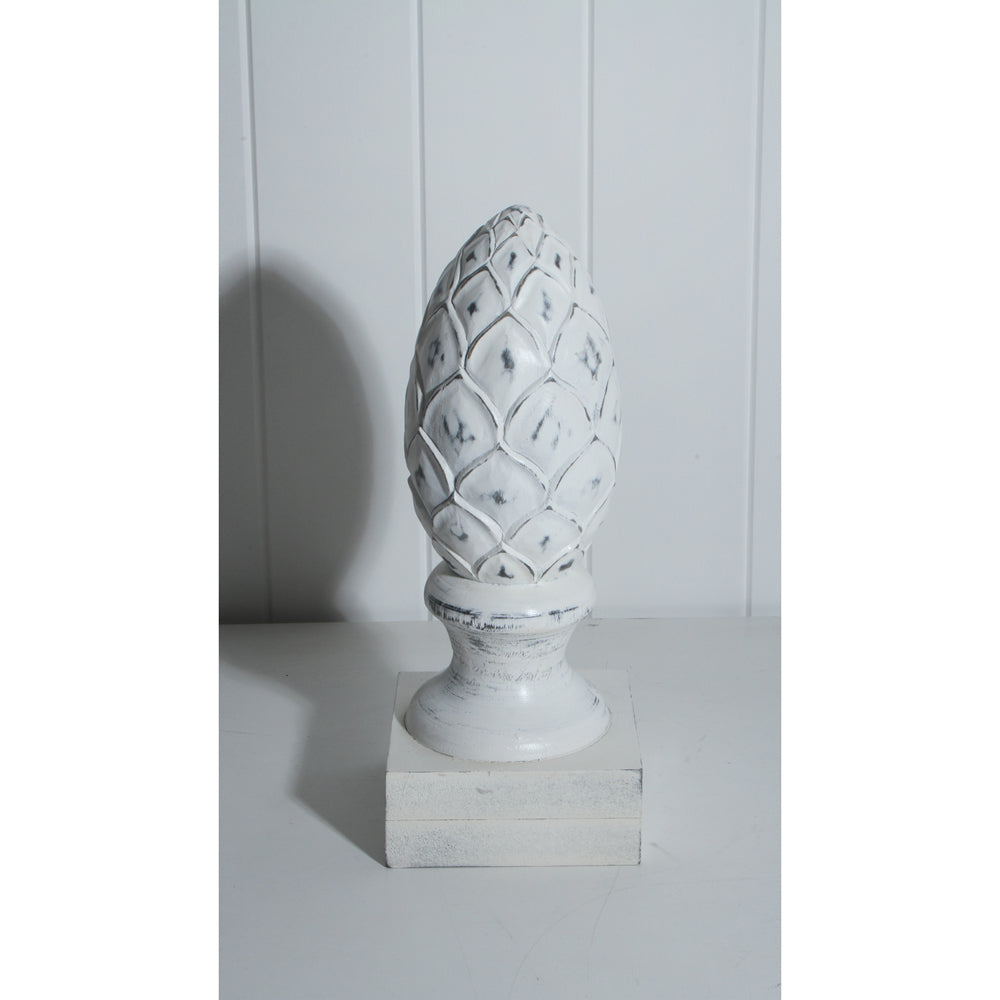 Maine & Crawford Holland 31x12cm Ornate Carved MDF Acorn - White