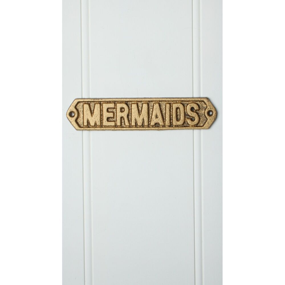 Maine & Crawford Wafi 20x4cm Cast Iron Mermaids Plaque - Gold