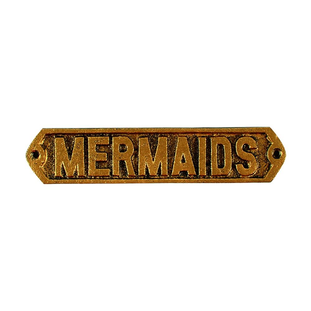 Maine & Crawford Wafi 20x4cm Cast Iron Mermaids Plaque - Gold