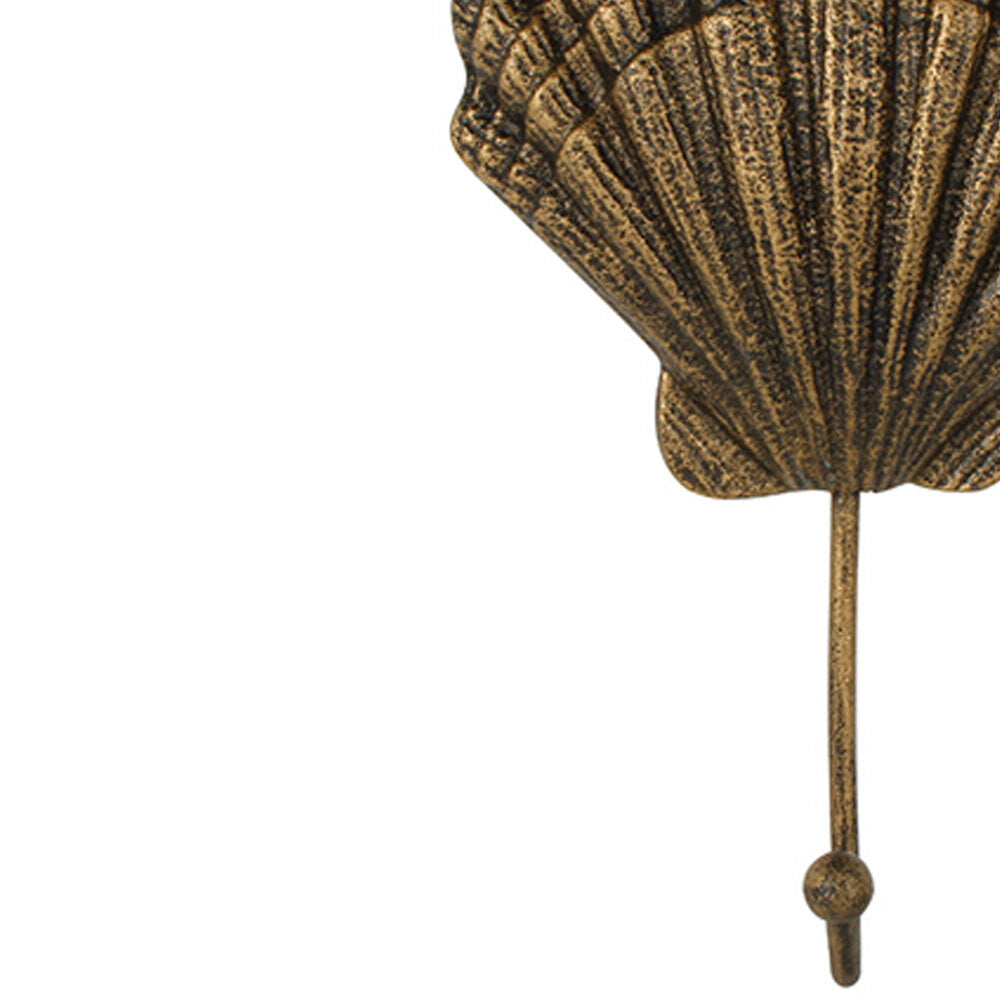 Maine & Crawford Harue 23x14cm Cast Iron Scallop Shell Hook - Black/Gold