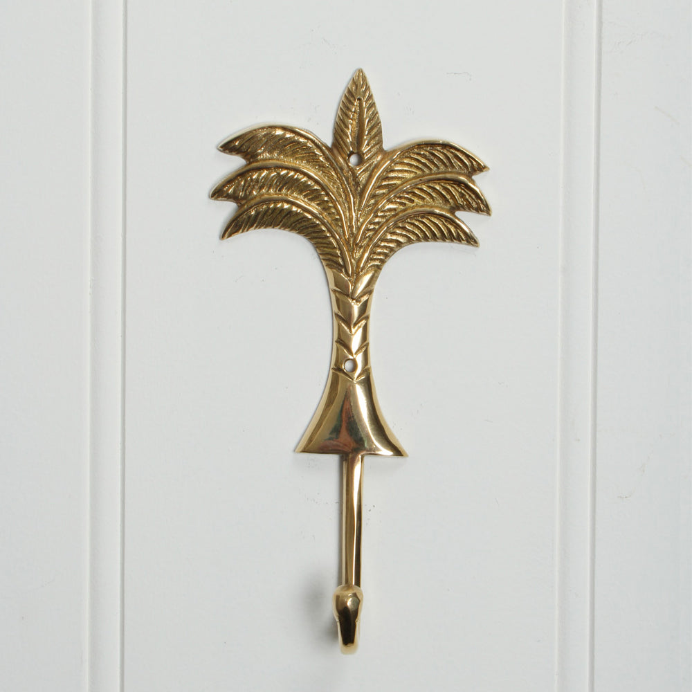 Maine & Crawford Belize 18x9cm Brass Palm Tree Wall Hook