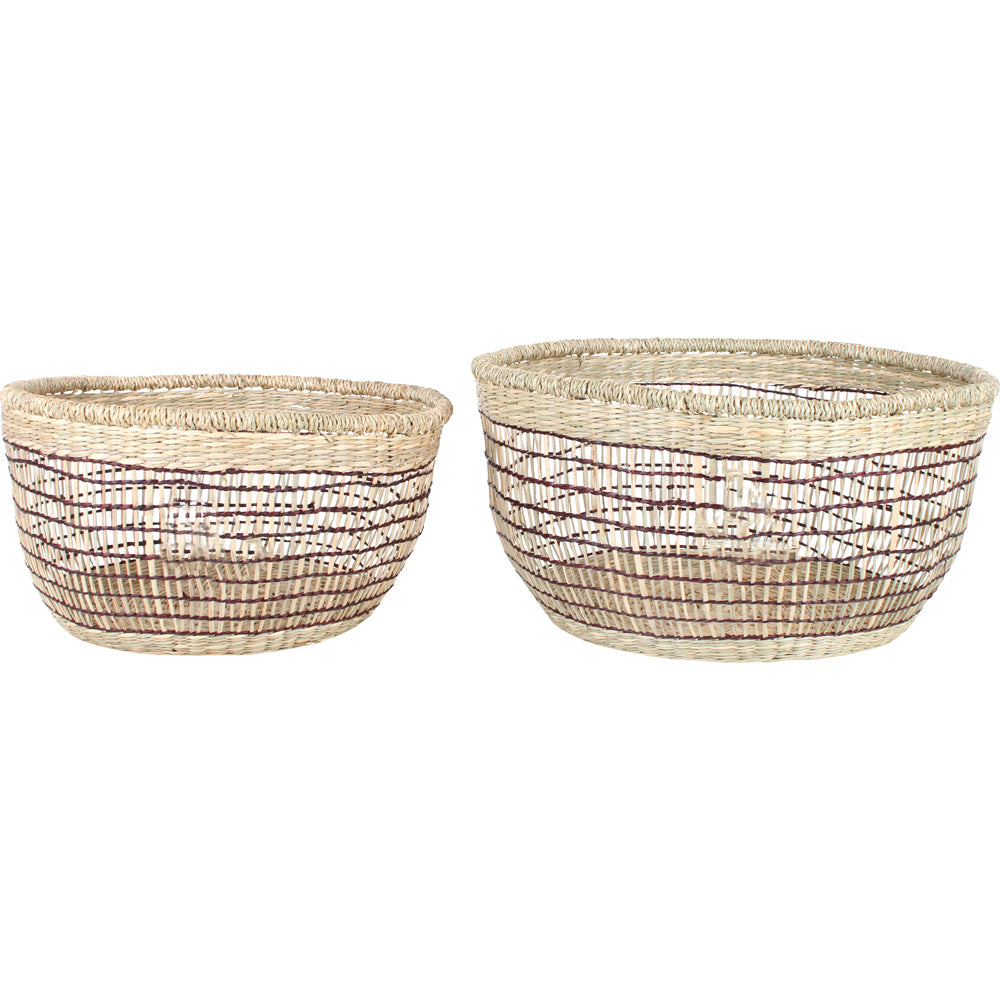 2pc Maine & Crawford Blake Round Storage Basket Set - Black/Natural